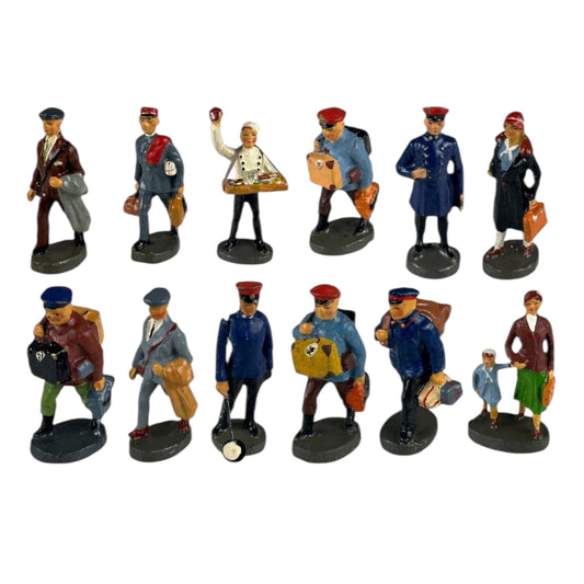 Vintage Elastolin Lineol Railway Figures – Hand Painted – Made in Germany