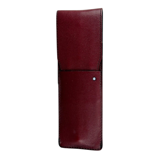 Montblanc Leather Pencil Case Red Bordeaux Vintage Holder for 4 Pens Pencils