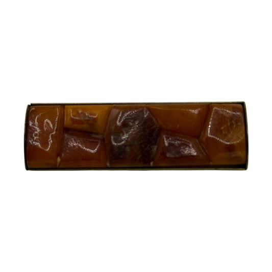 Vintage Natural Amber Mosaic Bar Brooch Art Deco Style Gold Tone Setting 8.8g