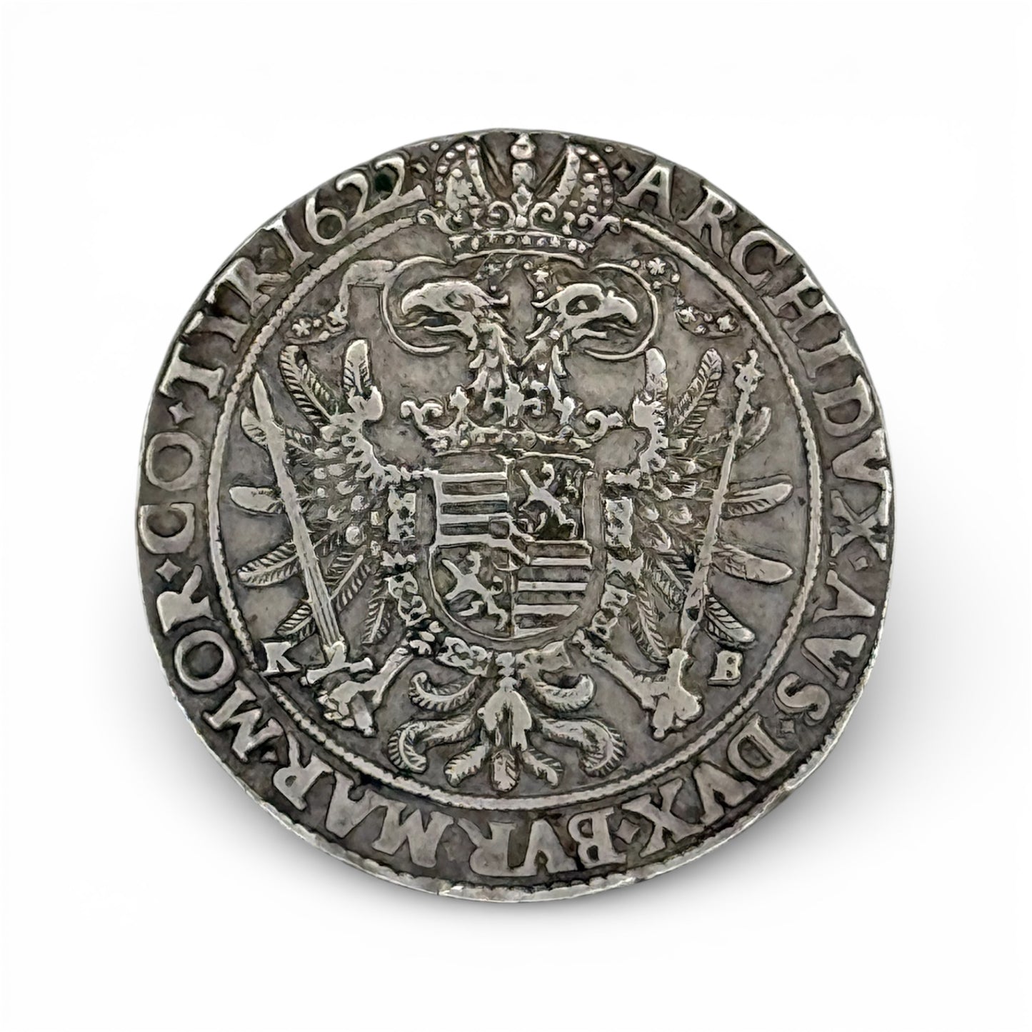 1622 Ferdinand II silver thaler obverse, imperial portrait with Latin legend